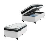 Cama Box Baú Solteiro 88 Sintético Branco com Colchão Espuma D33 One Face 57X88X188 Cama Box Baú Solteiro 88 Sintético Branco com Colchão Espuma D33 One Face 57X88X188