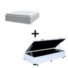 Cama Box Baú Solteiro 88 Sintético Branco Com Colchão Nazar Viscoeslástico D33 Cinza