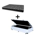 Cama Box Baú Solteiro 88 - Tecido Sintético Branco com Colchão Belize Bello Box - D33 Preto 58x88x188