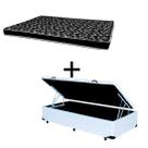 Cama Box Baú Solteiro 88 Tecido Sintético Branco Com Colchão Hamburgo Bello Box - 100% Espuma - D28 Preto 55x88x188