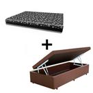 Cama Box Baú Solteiro 88 Tecido Sintético Marrom com Colchão Belize Bello Box - D33 Preto 58x88x188