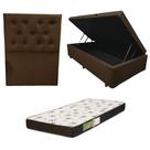Cama Box Baú Solteiro Blindada com Colchão Solteiro Espuma D20 12cm Kit Completo com Cabeceira Botonê Diversas Cores
