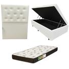 Cama Box Baú Solteiro Blindada com Colchão Solteiro Espuma D20 12cm Kit Completo com Cabeceira Botonê Diversas Cores