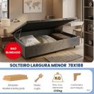 Cama Box Baú Solteiro Blindado 78x188x42 Suede Alta Resistência e Grande Espaço Interno Ideal para Quartos Pequenos