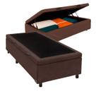 Cama Box Bau Solteiro Blindado Nature Marrom 78x188