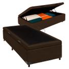 Cama Box Bau Solteiro Blindado Nature Marrom 88x188