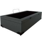 Cama Box Baú Solteiro Blindado Sintético Cinza com 78cm de Largura