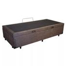 Cama Box Baú Solteiro Blindado Suede Marrom com 78cm de Largura
