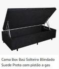 Cama Box Baú Solteiro Blindado Suede Preto