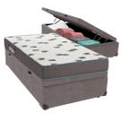 Cama Box Baú Solteiro Cinza + Colchão Light D33 Ortobom