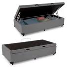 Cama Box Bau Solteiro Cinza Sintetico Premium 47x88x188 - FA Elegante