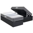 Cama Box Baú Solteiro: Colchão Anatômico Herval D60 / AG65 Timeless + Base CRC Suede Gray (88x188)