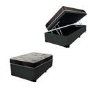Cama Box Baú Solteiro Colchão Anny Espuma D23 Acolchões + Box Sintético 55x88x188