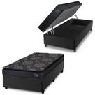 Cama Box Baú Solteiro Colchão Com Molas Ensacadas City Pillow Top 88x188x64cm Preto Hellen