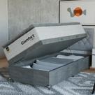 Cama Box Baú Solteiro Colchão Comfort Class Pillow Top Branco suede Cinza