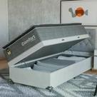 Cama Box Baú Solteiro Colchão Comfort Class Pillow Top Cinza suede Branco