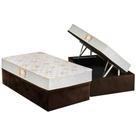 Cama Box Baú Solteiro: Colchão Espuma Castor D28 Sleep Max Duplo + Base CRC Suede Brown(88x188)