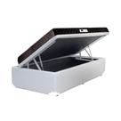 Cama Box Baú Solteiro Colchão Espuma D33 + Box Sintético Branco Serra Negra 56x88x188