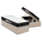 Cama Box Baú Solteiro: Colchão Espuma D33 Castor Black e White Air Double Face Euro Pillow + Base CRC Suede Clean(88x188)