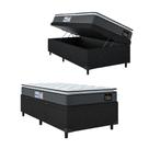 Cama Box Baú Solteiro Colchão Espuma D33 Pillow Top Millenium 88x188x60cm Cinza/Preto Hellen