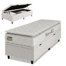 Cama Box Baú Solteiro Colchão Espuma D33 Pillow Top New Millenium 88x188x60cm Branco Hellen