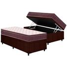 Cama Box Baú Solteiro: Colchão Espuma Ortobom D28 Airtech 60 Euro Pillow + Base CRC Courano Brown(88x188)