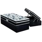 Cama Box Baú Solteiro: Colchão Espuma Probel D28 / EP ProDormir Advanced Tech1000 Plus + Base CRC Suede Gray(88x188)
