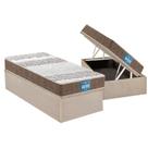 Cama Box Baú Solteiro: Colchão Espuma Probel D33 / EP Guarda Costas PróIntense Plus Double Face + Base CRC Suede Clean(88x188)