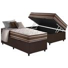 Cama Box Baú Solteiro: Colchão Molas Ensacadas Anjos Duo Sono MasterPocket+Base Courano Brown(88x188)