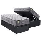 Cama Box Baú Solteiro: Colchão Molas Ensacadas D Angelis Anjos Versalhes + Base CRC Suede Gray (88x188)