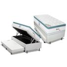 Cama Box Baú Solteiro: Colchão Molas Ensacadas Herval Meditare + Base CRC Courano Branco (88x188)
