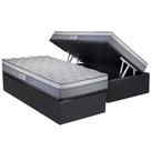 Cama Box Baú Solteiro: Colchão Molas Ensacadas Luckspuma New Maxi + Base CRC Suede Gray (88x188)