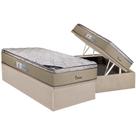 Cama Box Baú Solteiro: Colchão Molas Ensacadas Luckspuma Platinum New + Base CRC Suede Clean (88x188)