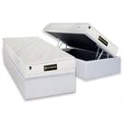 Cama Box Baú Solteiro: Colchão Molas Ensacadas Luckspuma Satisfaction Plus White + Base CRC Courano White (88x188)