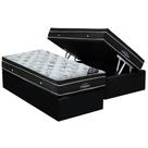 Cama Box Baú Solteiro: Colchão Molas Ensacadas Ortobom SuperPocket Elegant + Base CRC Suede Black(88x188)