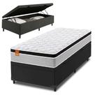 Cama Box Baú Solteiro Colchão Molas Ensacadas Real 88x188x68cm Preto / Cinza - Suporta até 130kg por Pessoa Cama Box Baú Solteiro Colchão Molas Ensacadas Real 88x188x68cm Preto / Cinza - Suporta até 130kg por Pessoa