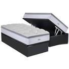 Cama Box Baú Solteiro: Colchão Molas Herval MasterPocket Ensacadas Toledo + Base CRC Suede Gray(88x188)