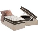 Cama Box Baú Solteiro: Colchão Molas MasterPocket Ensacadas D Angelis Anjos Superlastic Classic + Base CRC Suede Clean (88x188)