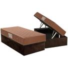 Cama Box Baú Solteiro: Colchão Molas Ortobom Hotelaria Nanolastic Orthotel Spring + Base CRC Suede Brown(88x188)