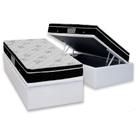 Cama Box Baú Solteiro: Colchão Molas Ortobom Nanolastic Physical Spring + Base CRC Courano White(88x188)