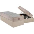 Cama Box Baú Solteiro: Colchão Molas Ortobom SuperPocket Fort Airtech Spring + Base CRC Suede Clean(88x188)