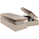 Cama Box Baú Solteiro: Colchão Molas Paropas MasterPocket Ensacadas Eco Linho + Base CRC Suede Clean(88x188)