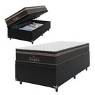 Cama Box Baú Solteiro + Colchão Paris Molas Ensacadas Pocket - 66x88x188cm - Várias Cores