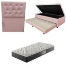 Cama Box Baú Solteiro com Auxiliar Bicama Colchão de Espuma D33 17cm Kit Completo com Cabeceira Botonê Diversas Cores
