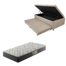 Cama Box Baú Solteiro com Auxiliar Bicama Colchão de Espuma D33 20cm Diversas Cores
