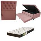 Cama Box Baú Solteiro com Auxiliar Bicama Colchão Solteiro Espuma D20 12cm Kit Completo com Cabeceira Botonê Diversas Cores