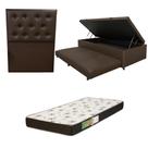 Cama Box Baú Solteiro com Auxiliar Bicama Colchão Solteiro Espuma D20 12cm Kit Completo com Cabeceira Botonê Diversas Cores