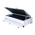 Cama Box Baú Solteiro com Auxiliar Espuma Sintético Branco 56x78x188