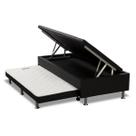 Cama Box Baú Solteiro com Auxiliar Espuma Sintético Preto 56x78x188