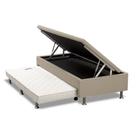 Cama Box Baú Solteiro com Auxiliar Espuma Suede Cinza 56x78x188